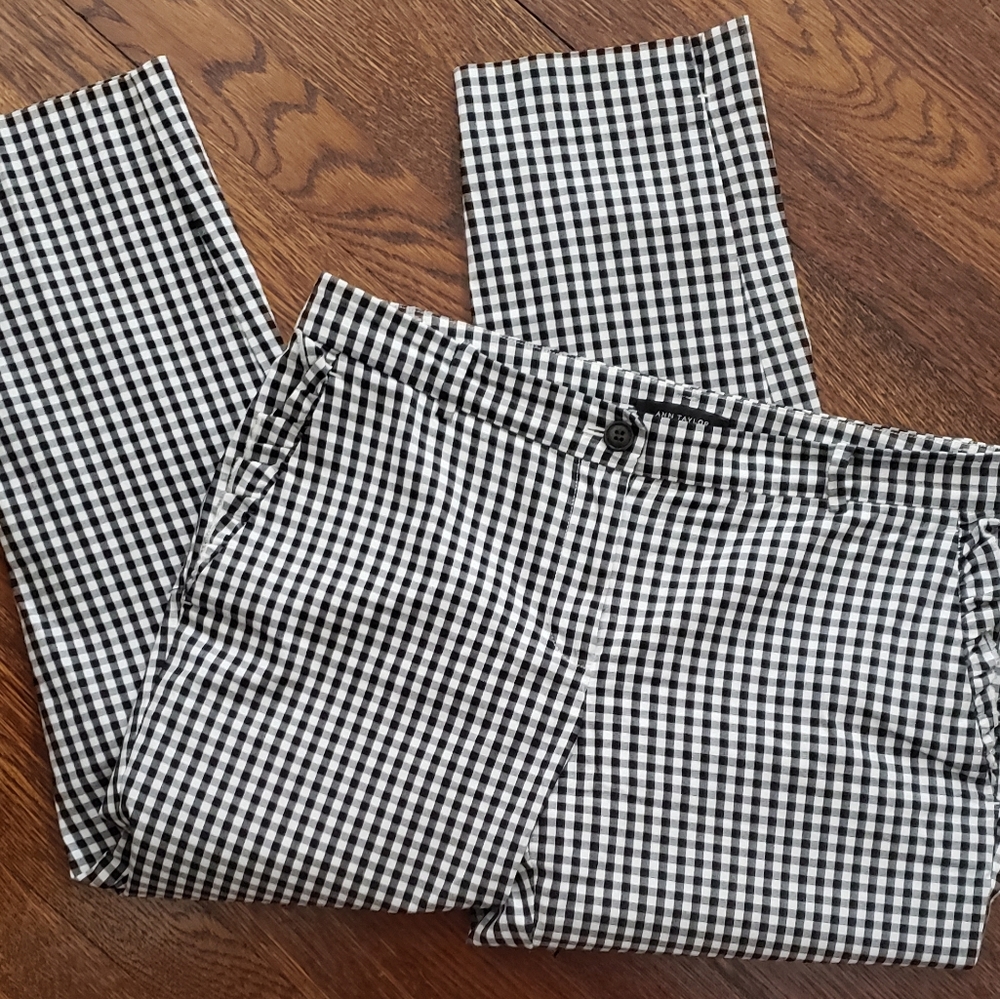 Ann Taylor Gingham Pant In Black And White - Picture 6 of 8